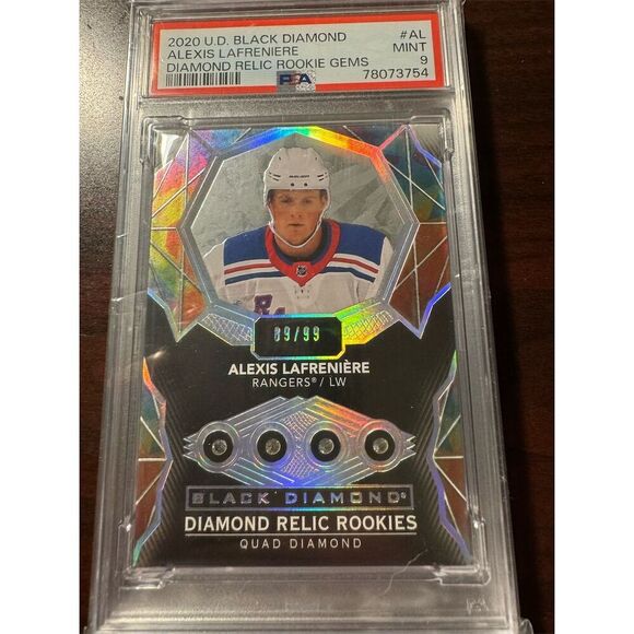 2020 U.D. Black Diamond Alexis Lafreniere Quad Diamond Rookie #89/99 - Picture 1 of 2